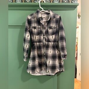 Black and White Plaid Button-Up Dress